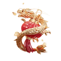 春节新年新春龙年中式3D金属灯笼龙动物元素素材