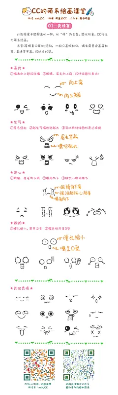 CC的萌系绘画课堂_01表情篇，不同表情的绘制规律，掌握绘制方法，举一反三，一支笔就能完成创作。