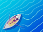 Boat Trip eevee blender3d relax chill sun summer water waves manta ray manta boat stylized animation illustration