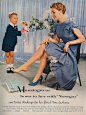 Rose-tinted stockings for her floral-tone fashions. vintage 1950s stockings ad fashion