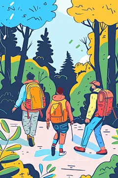 扁平风旅游高清露营插画