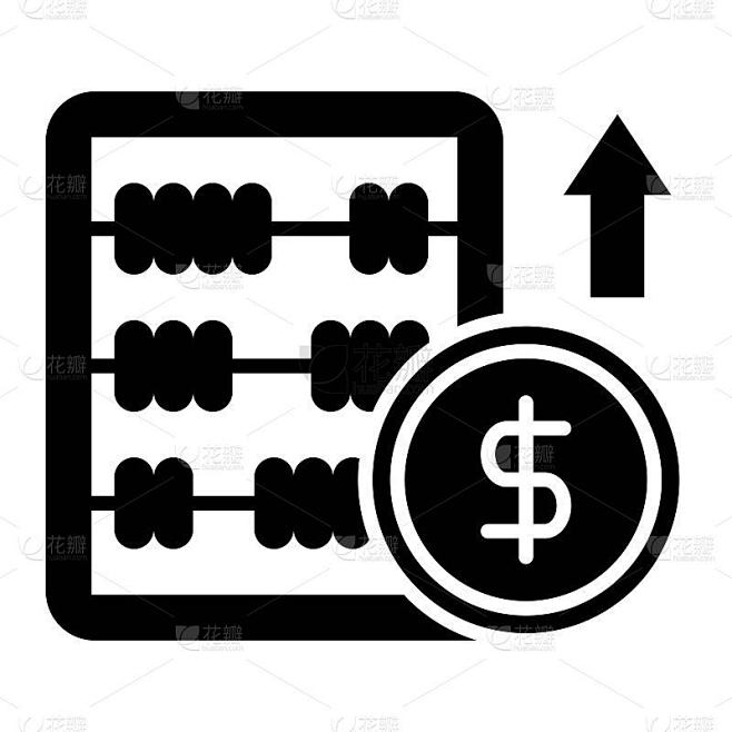 珠算图标，矢量插图，金融字形