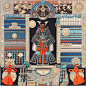 爱马仕霓彩丝邸 | Parures de Samouraïs : 斜纹真丝方巾，100%真丝，手工卷边(90 x 90厘米)