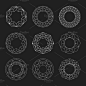 Circle shapes. Geometric Mandalas. retro vintage sacred isolated polygonal outline spatial mandala ornament triangle monochrome cosmic concept stars shapes graphic decor sun diamond polyhedron icon geometric circular decorations linear decorative trendy g