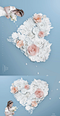 【乐分享】美女剪纸创意鲜花艺术背景PSD素材_平面素材_乐分享-设计共享素材平台 