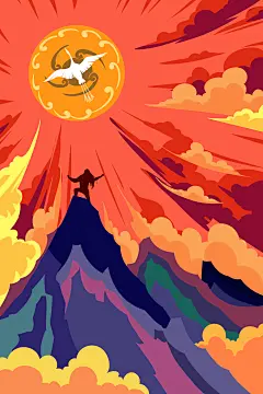 中国古代神话传说嫦娥奔月女娲补天传统手绘插画PSD海报设计素材【源文件可下载】