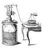 Antique illustration of igniting a lamp