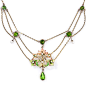 Art Nouveau Peridot-like Enamel and Pearl Necklace - 90-1-4362 - Lang Antiques