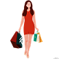 手绘风格购物的女人 PNG搜索 促销,购物,购物节,红裙子,礼品袋,礼物,女人,商品,圣诞节促销,手绘风格,双十二,双十一,性感