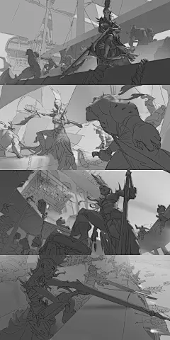 其中包括图片：Jagged Taskmaster composition sketches by Jihun Lee