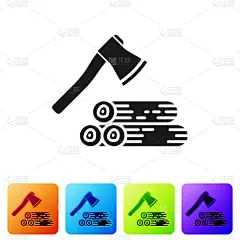 斧,木制,分离着色,白色,图标,黑色,木材,建筑业,复古