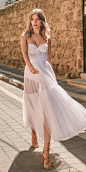 berta 2020 muse bridal strapless sweetheart ruched bodice tea length a line ball gown wedding dress sheer skirt (15) mv