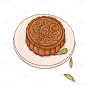 简笔手绘-月饼元素贴纸