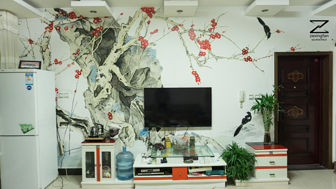 电视背景墙墙绘