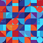 彩色几何极简形状模板设计和图形抽象矢量图案风格在橙色和浅蓝色和紫色的矩形排列