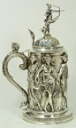 IMPRESSIVE FRENCH SILVER REPOUSSE TANKARD