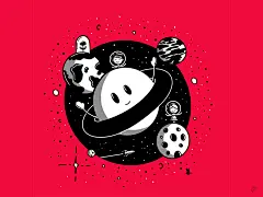 Space handdraw linen art design girl boy icons 2d line lines monochrome icon lineart illustration