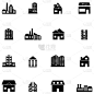 建筑外部,图标集,形状,黑色,商务,建筑,图像,矢量,分离着色,剪影