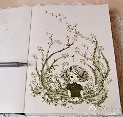来自杭州插画家蓝象太太（涂鸦王国） 的一组少女情节手绘插画。@森女-森-小-沐 ​​​​