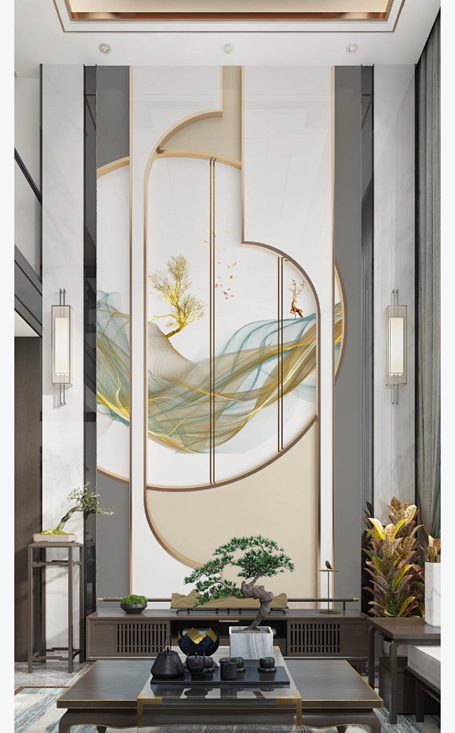 装饰画新中式玄关抽象装饰画山水装饰画现代简约装饰轻奢装饰画北欧