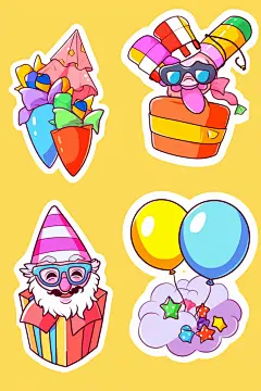 可爱的愚人节恶搞小元素贴纸插画