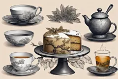 清新手绘香如兰桂的茶叶图片插画
