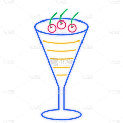手绘霓虹灯风-杯子元素