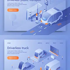 智慧城市交通2.5D矢量插画素材