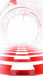 3d path of a red circular tower on the white background, in the style of vibrant stage backdrops, 32k uhd, light crimson and white, website, uhd image, windows xp, futuristic themes