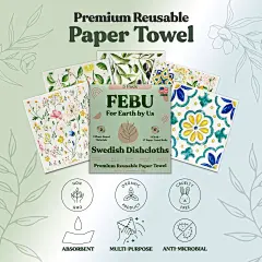 Amazon.com: FEBU 瑞典厨房洗碗布 | 5 件装意大利夏季可重复使用纸巾可水洗 | 瑞典洗碗巾 | 防刮纤维素海绵布 | 无异味,可生物降解清洁布 : 健康和家居用品