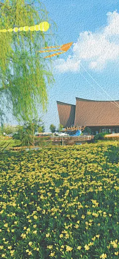 七彩云南·古滇名城实景手绘壁纸