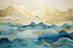 美术河流山川画作新中式艺术画作图片