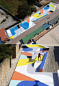 “Subsidenze” 艺术节滑板公园

位于意大利拉文纳旧城区的一个河边，设计利用集装箱的元素呼应港口环境。

抽象图案覆盖地面，柔和的形状和曲线的灵感源自滑板少年及自行车手在坡道上划过的弧线。