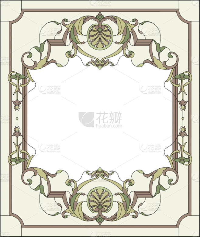 边框,巴洛克风格,彩色玻璃,花蕾,叶子,...