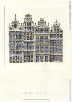 欧美建筑画稿装饰画 手绘建筑