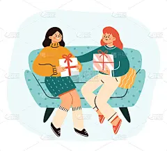 姐妹或女友交换礼物。