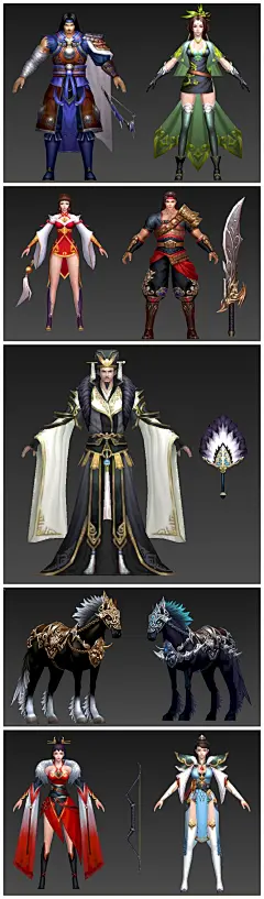 一骑当千2 三国演义角色 游戏美术素材 古代战争三国写实角色3D模型手绘贴图 手游资源 3dmax源文件 马的模型和贴图参考 CG原画设定参考