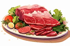 新鲜肉类写实风美食插画矢量素材