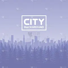 全景矢量城市与森林