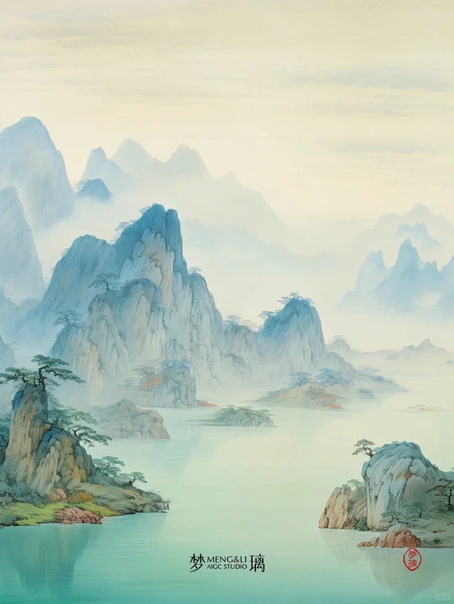 AI绘画| 东方美学 山水间的诗意流转 咒语 - 小红书-花瓣网