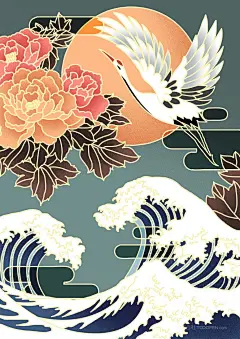 卡通手绘最新浮世绘风格插画手机壁纸专辑