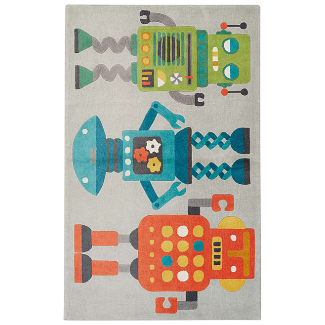 儿童房男孩房地毯机器人图案样板间羊毛腈纶...
