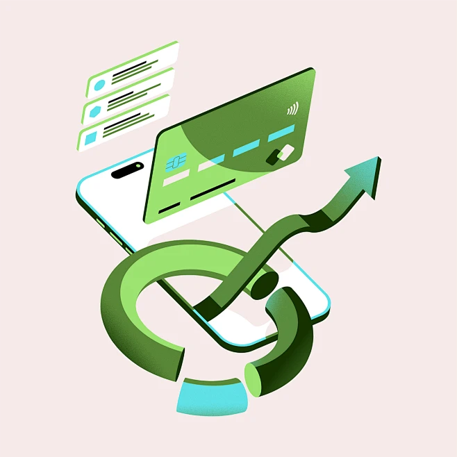 Illustration showing an upward arrow with floating currency symbols
