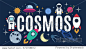 Vector flat cosmos design background with text. Cute template with Astronaut  Spaceship  Rocket  Moon  Black Hole  Stars in Outer space