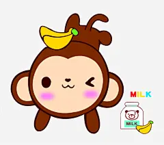跳跃的猴子_新图网 https://ixintu.com 卡通 简笔 香蕉 牛奶 手绘 可爱的 跳跃的