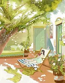 女生治愈系唯美插画