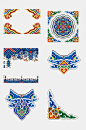 蓝黄古典祥云藏式民族图案免抠素材-众图网