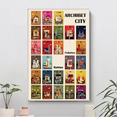 经典建筑设计字母表A-Z装饰画ARCHIBET CITY著名城市地标挂画海报-淘宝网