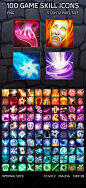 This may contain: an image of some different game icons on a wall with the text, 100 game skill icons
