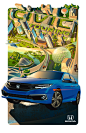 Honda Civic Posters : Illustrated posters to promote the new Honda Civic, commissioned by RPA.